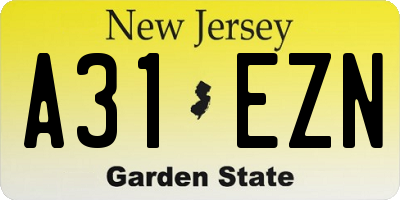 NJ license plate A31EZN