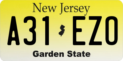 NJ license plate A31EZO