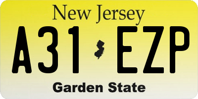 NJ license plate A31EZP