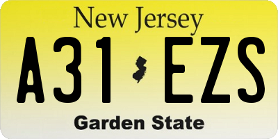NJ license plate A31EZS