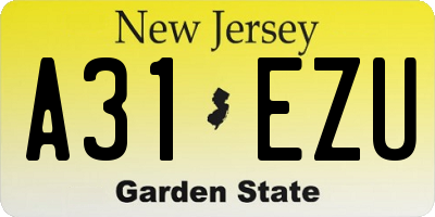 NJ license plate A31EZU