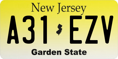 NJ license plate A31EZV