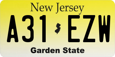 NJ license plate A31EZW