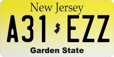 NJ license plate A31EZZ