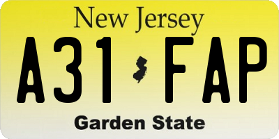 NJ license plate A31FAP