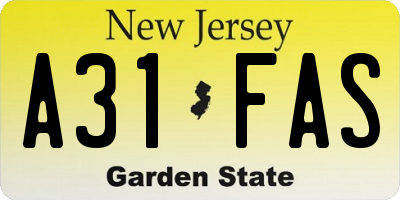 NJ license plate A31FAS