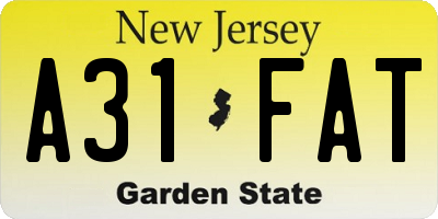 NJ license plate A31FAT