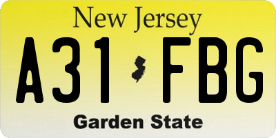 NJ license plate A31FBG