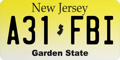 NJ license plate A31FBI
