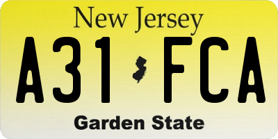 NJ license plate A31FCA