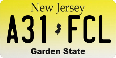 NJ license plate A31FCL