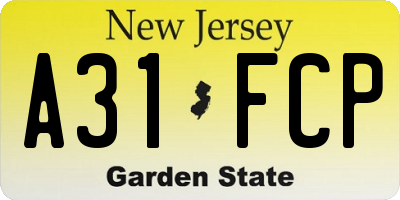 NJ license plate A31FCP