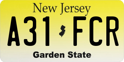 NJ license plate A31FCR