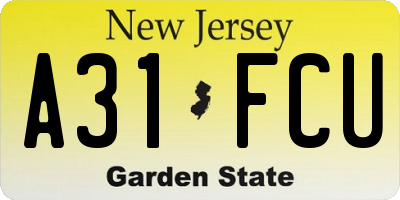 NJ license plate A31FCU