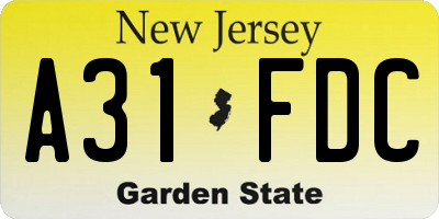 NJ license plate A31FDC