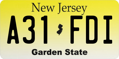 NJ license plate A31FDI