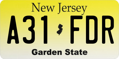 NJ license plate A31FDR