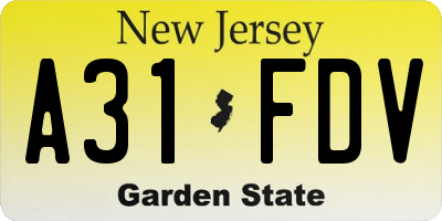 NJ license plate A31FDV