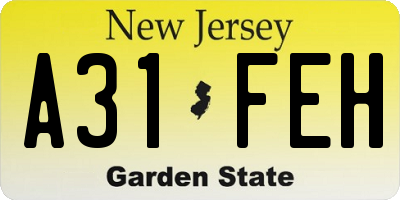 NJ license plate A31FEH
