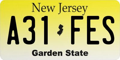 NJ license plate A31FES