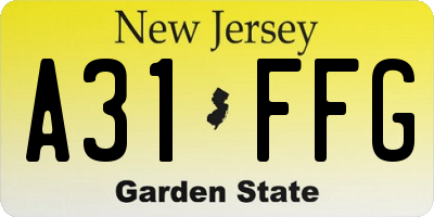 NJ license plate A31FFG
