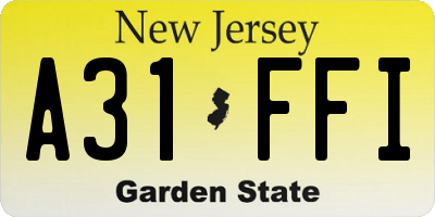NJ license plate A31FFI
