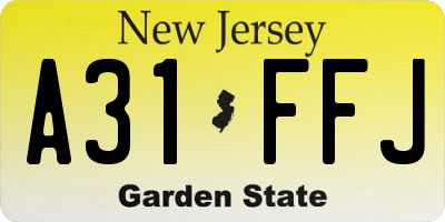 NJ license plate A31FFJ