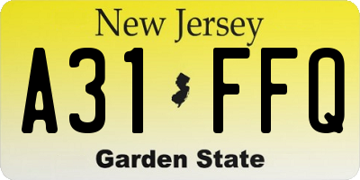 NJ license plate A31FFQ