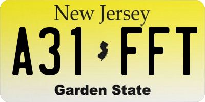 NJ license plate A31FFT