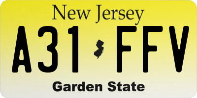 NJ license plate A31FFV