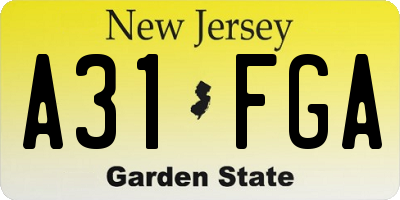 NJ license plate A31FGA