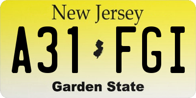 NJ license plate A31FGI