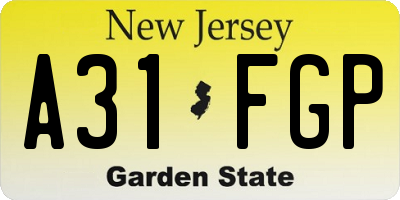 NJ license plate A31FGP