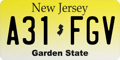 NJ license plate A31FGV