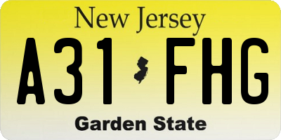 NJ license plate A31FHG