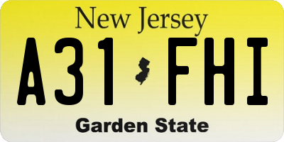NJ license plate A31FHI