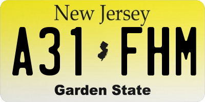 NJ license plate A31FHM