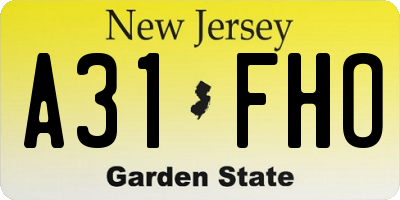 NJ license plate A31FHO