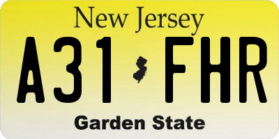 NJ license plate A31FHR