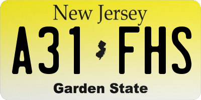 NJ license plate A31FHS