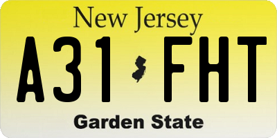 NJ license plate A31FHT