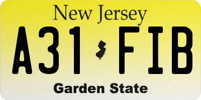 NJ license plate A31FIB