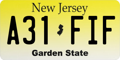 NJ license plate A31FIF