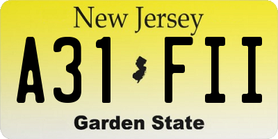 NJ license plate A31FII