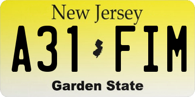 NJ license plate A31FIM