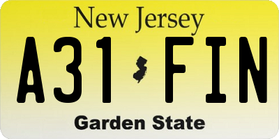 NJ license plate A31FIN