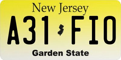NJ license plate A31FIO