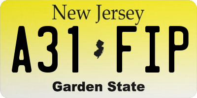 NJ license plate A31FIP