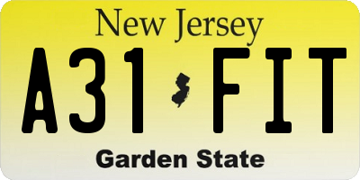 NJ license plate A31FIT