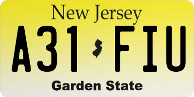 NJ license plate A31FIU